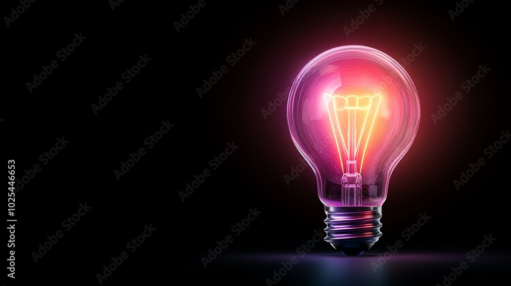 Poster a single illuminated light bulb emitting warm and inviting glow illuminated