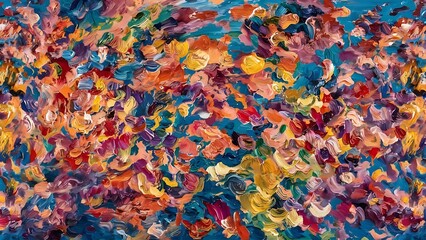 Fototapeta premium Abstract colorful background with paint brushstrokes, panoramic shot