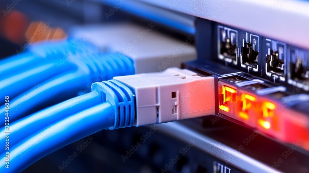 Poster intricate design and connectivity, a closeup view of computer cable closeup