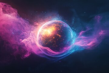 Vibrant Cosmic Nebula Sphere in Deep Space