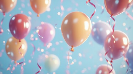 A celebration of color, vibrant collection of balloons floating joyfully assortment