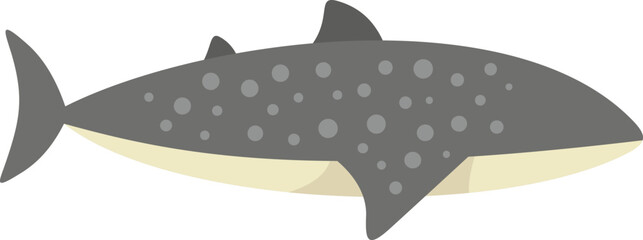 Simple cartoon style illustration of a whale shark swimming underwater