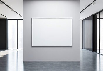 Modern Exhibition Space Featuring Empty Poster Frame. Made with Generative AI Technology