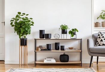 Modern Scandinavian Home Interior. Made with Generative AI Technology