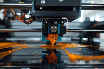 Fototapeta premium Futuristic 3d printer in modern laboratory. Technology concept.