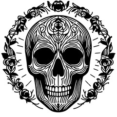 Circle skull abstract silhouette