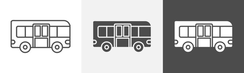 bus icon Outline symbol set