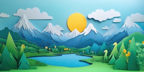 Stunning panoramic view of mountains and islands in a scenic landscape, Breathtaking panoramic landscape of mountains and islands
