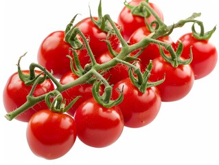Fresh Cherry Tomatoes on the Vine Isolated on White Background