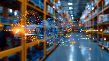 Holographic display of real-time inventory levels in a warehouse