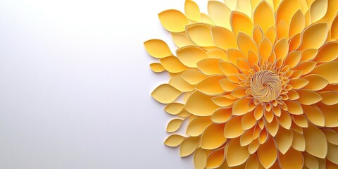 Vibrant yellow dahlia flower against a clean white backdrop, Bright yellow dahlia flower on white background