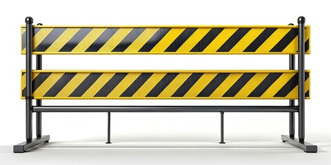 metal barricade with yellow and black warning stripes