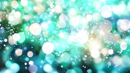 Ethereal Green and White Bokeh Lights on Black Background - Abstract Glowing Soft Lights for Design Concepts