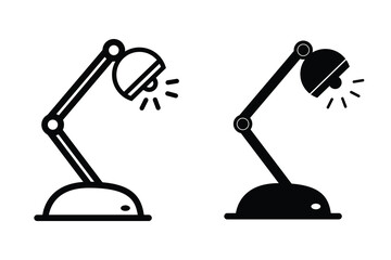 Table Lamp Icon, Desk Lamp Icon, vector , silhouette. Table lamp vector line icon silhouette isolated on white background. Vector illustration.