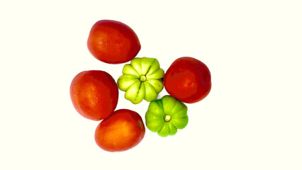 Fresh tomatoes and green peppers.