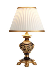 Ornate Decorative Table Lamp With A Pleated Lampshade And Gold Detailing