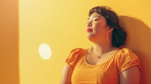 Positive Body Image of Plus Size Woman in Yellow