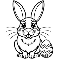 Silhouette of an Easter bunny holding a basket of eggs.