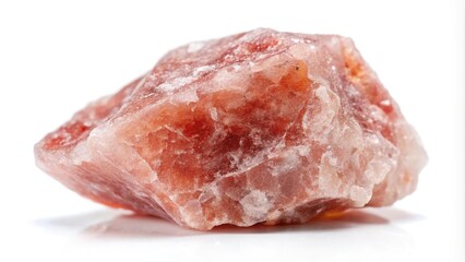 Mineral strawberry quartz on a white background forced perspective