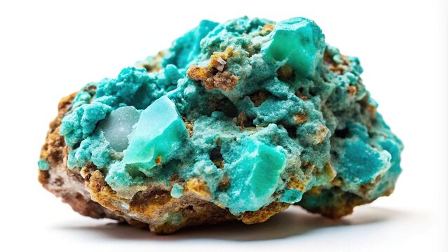 Mineral specimen of aurichalcite with forced perspective