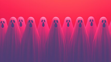 Fototapeta premium Mysterious Ghost Figures Surrounded by Colorful Background