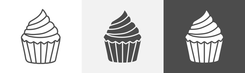 cup cake icon Design in thin line vector style
