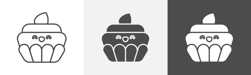 cupcake icon Design in thin line vector style