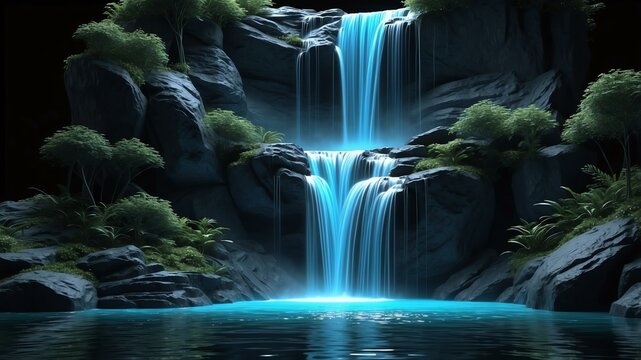 3d wireframe model of a waterfall design concept background