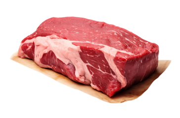 Raw Beef Cut Placed On Brown Paper Against Transparent Background