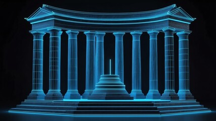 Fototapeta premium 3d wireframe model of a monument design concept background