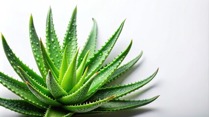 Fototapeta premium Minimalist Aloe vera green leaves on white background