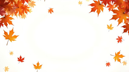 Autumn falling maple leaves isolated on white background Fall foliage Leaf Frame