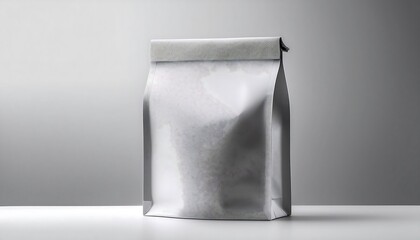 Minimalist paper coffee bag mockup with smooth matte finish isolated against a clean white background. Generative AI