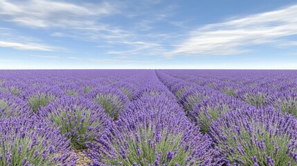 Vibrant Lavender Field Under Clear Blue Sky