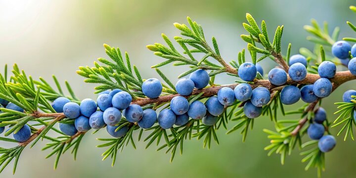 Minimalist branch with juniper berries