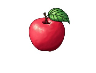 Realistic Red Apple with Leaf : A high-detail, realistic illustration of a fresh red apple with a single green leaf. Perfect for food packaging, health promotions, or nature-themed designs. 