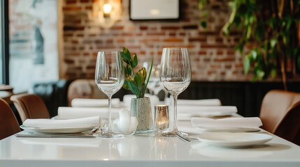 Elegant Table Setting in Modern Restaurant
