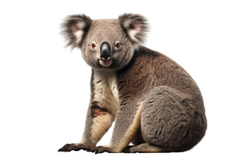 Cute Koala Sitting Calmly On Transparent Background Looking Forward