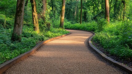 Fototapeta premium Serene Winding Path Through Lush Green Forest