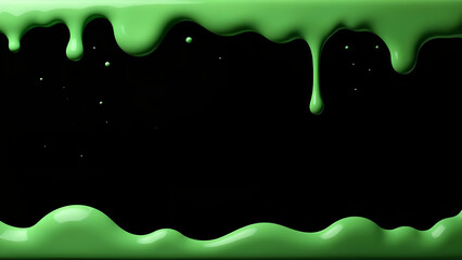 Green Slime Dripping Frame on Black Background