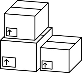 Stacked cardboard box outline illustration vector