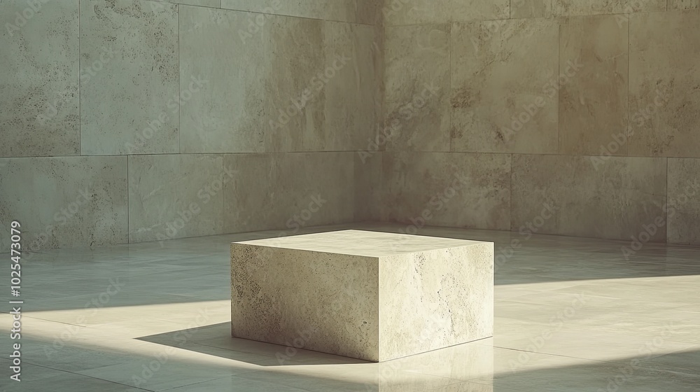 Poster minimalist stone block in empty modern space