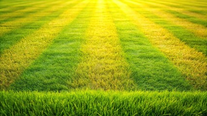 Minimalist cut grass lawn with green and golden yellow blades