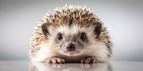 Obraz premium A Curious Hedgehog with Big Eyes Looks Directly at the Camera, Revealing its Pointed Nose and Gentle Expression