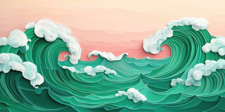 Close-up view of emerald green waves in the sea, Emerald Green Ocean Waves