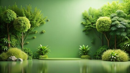 Minimalist green themed nature scene