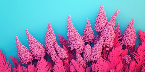 Close-up of a blossoming amaranth bush featuring vibrant pink, fuzzy flowers clustered together in a cone shape