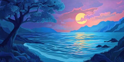 Evening serenity by the seaside, Peaceful evening at the beach