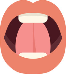 Cartoon illustration of a mouth wide open, showing teeth and tongue, is perfect for topics like communication, singing, etc