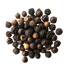 Obraz premium Collection of Black Peppercorns on White Background